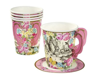 Alice in Wonderland Tea Party Cups and Saucers| Alice Tea Party Tea Cups