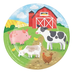 Farm Party Large Plates- Barnyard Party Plates, Farm Birthday, Farm Party Supplies, Barnyard Birthday