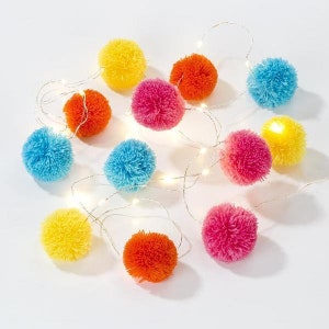 Boho Pom Pom Hanging Lights | Llama Boho Decoration | Boho Pom Pom Banner | Boho Style Decor| Fiesta Decor