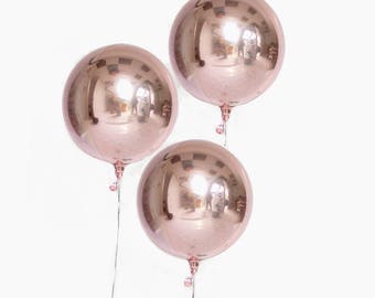Round Rose Gold Balloon/ 16" Sphere Rose Gold Balloons/ Rose Gold Balloon Decor / Rose Gold Orb