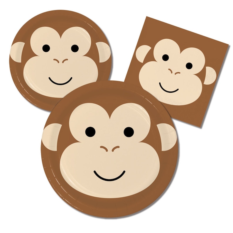 Jungle Party Plates Jungle Animals Party Supplies- Safari Plates Safari Party Decor Monkey Napkins Monkey Party Plates