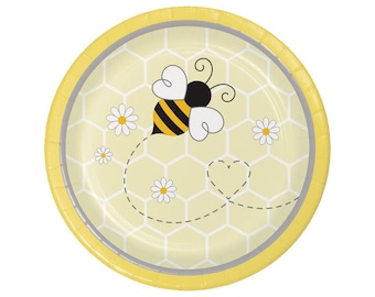 Bee Party Small Plates / Bee Party Plates / Bee Plates / Bumble Bee Baby Shower