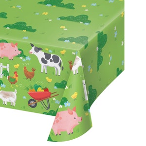Farm Party Paper Tablecover- Barnyard Party Tablecover, Farm Birthday, Farm Party Supplies, Barnyard Birthday