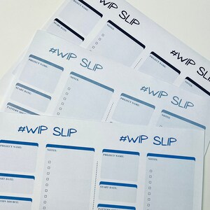 PRINTABLE WIP Slip Template 3 Colors - Downloadable PDF - Work In Progress Card