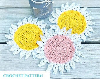 Lieve Daisy Coaster ~ GEHAAKTE PATROON ~ Gehaakte Coaster