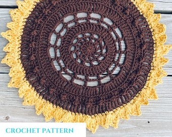 GEHAAKT PATROON ~ Zonnebloem Placemat patroon ~ DIY Placemat patroon ~ Zonnebloem haakpatroon ~ Digitale download ~ Placemat ~ Beginnerspatroon