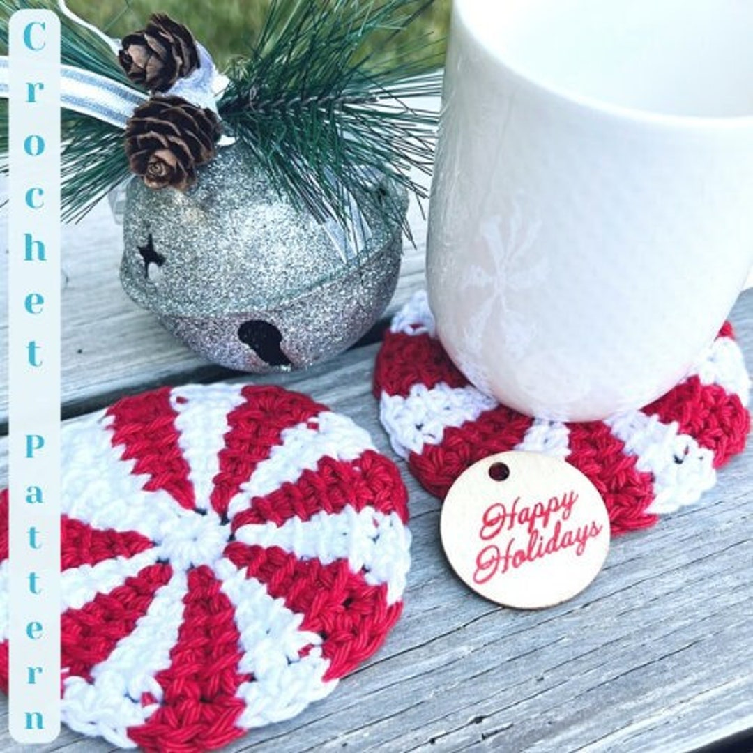Peppermint Candy Coaster Coaster Crochet Pattern Etsy
