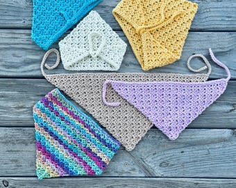 Mini HDC C2C bandana haakpatroon - snel haakpatroon - eenvoudig haakpatroon - gehaakte bandana - zelfstudie haarelastiekje
