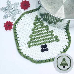 Christmas Tree Hot Pad Crochet Pattern - Holiday Crochet - Crochet Hot Pad Pattern - Winter Crochet - Crochet potholder - CROCHET PATTERN