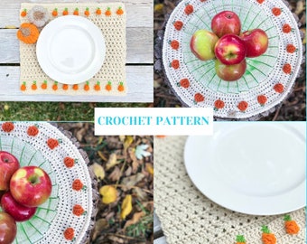 2 Farmhouse Pumpkin Placemat Patterns~Crochet Patterns~Digital Download~Crochet~PDF Download~Fall Decor