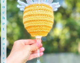Lieve Daisy Wine Glass Cosy ~ Haakpatroon ~ PDF Download ~ Gehaakte Daisy - Lentehaak - Gehaakte bloemen