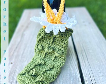 Darling Daisy Wine Bottle Cosy ~ Haakpatroon ~ PDF-download