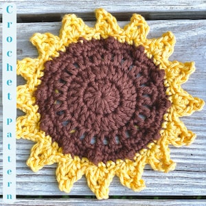 SASSy Sunflower Coaster ~ DIY Coaster ~ Sunflowers ~ Digital download ~ Coaster ~ Beginner pattern ~ Easy Crochet Pattern ~ Crochet Pattern