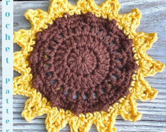 SASSy Sunflower Coaster ~ DIY Coaster ~ Sunflowers ~ Digital download ~ Coaster ~ Beginner pattern ~ Easy Crochet Pattern ~ Crochet Pattern
