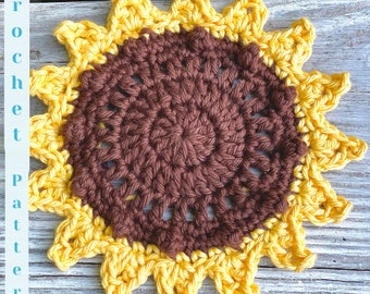 Sous-verre tournesol impertinent ~ sous-verre DIY ~ Tournesols ~ Téléchargement numérique ~ Sous-verre ~ Modèle pour débutant ~ Modèle facile au crochet ~ Modèle au crochet