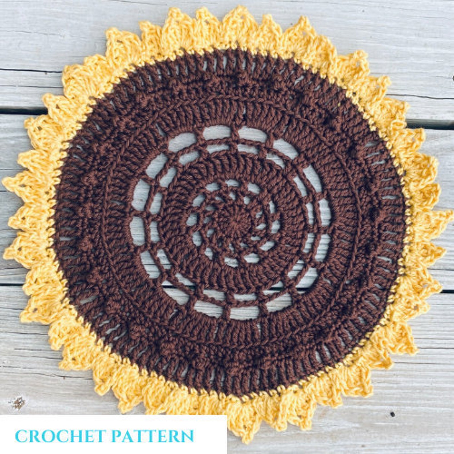 CROCHET PATTERN ~ Sunflower Placemat Pattern~ DIY Placemat Pattern ...