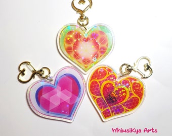 Heart Container Holographic Keychains