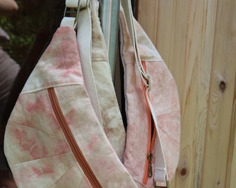 Hand-Dyed Linen Belt Bag | Botanical Wildflower, Artisan Sling Bag