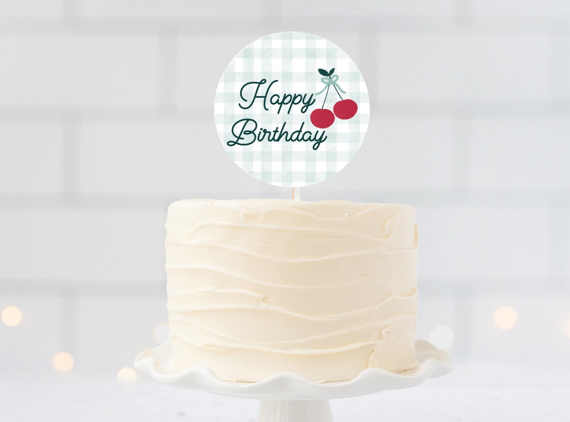 Printable Cherry Cake Topper, Editable Cake Topper Download, Cherry ...