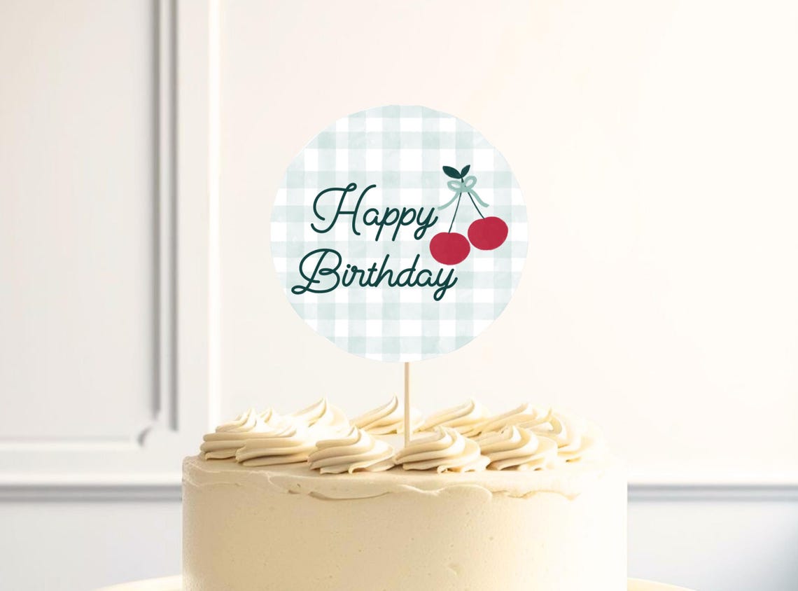 Printable Cherry Cake Topper, Editable Cake Topper Download, Cherry ...