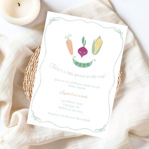 Veggie Baby Shower Invitation, Digital Invitation, Vegetable Baby Shower Invitation, Little Sprout Baby Shower Invitation, Veggie Art