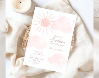 Little Sunshine Birthday Invitation, Our Little Sunshine Party, Sunshine First Birthday Invitation, Sunshine Birthday Party Invitation