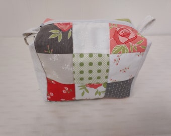 Quilted Boxy Zipper Pouch: Cotton Cosmetic Bag