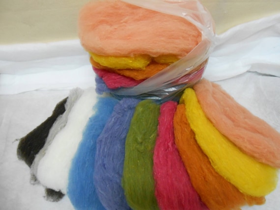 Corriedale Wool Batt Assortment, Natural Dyes, Felting Fiber Art