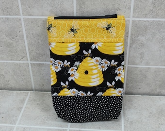 Sunflowers and bees make these zipper pouches ready for any time different sizes