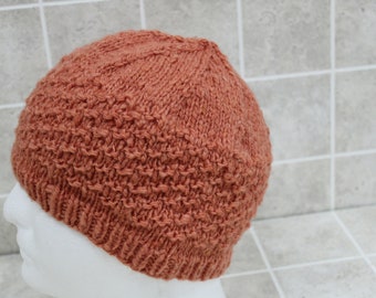 Hand Knitted Wool Hats: Plant Dyed Corriedale Wool Handspun Yarn