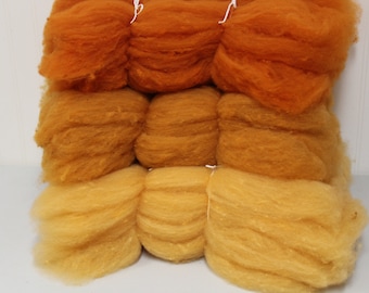 Orange Corriedale Wool: Dahlia Flower Plant-Dyed Felting Fiber