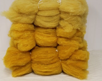 Corriedale Carded Yellow Wool: Naturally Dyed Felting Fiber