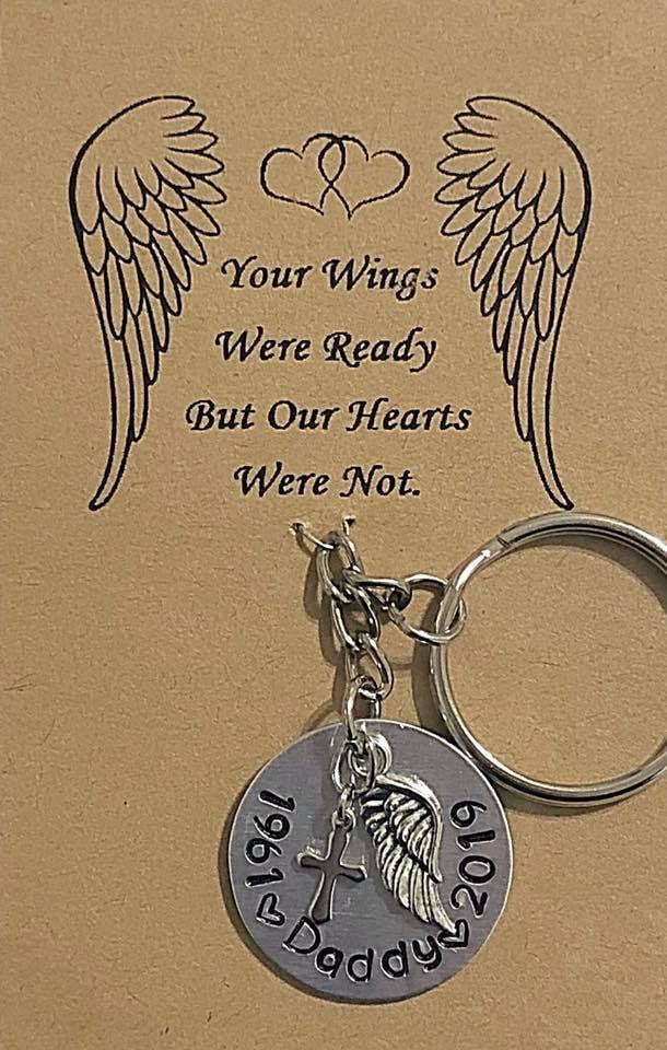 Inspirational Quote Gift Wings Key Chain Custom Handstamped Keychain Build Your Wings On The Way Down