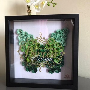 Personalized Butterfly Flowers Gand Rolled Shadow Box