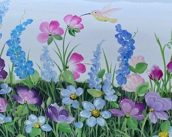 Decorative Mailbox Hand Painted With Wildflowers And Hummingbirds, Unique Mailbox Gift For Mom