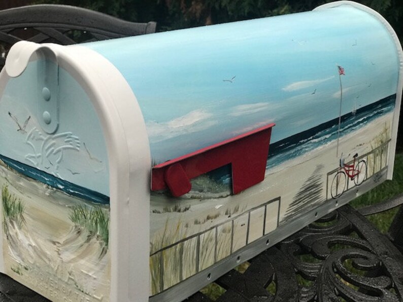 Painted Mailboxes Beach Mailbox Personalized Mailboxes Etsy