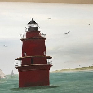Lighthouse Mailbox, Painted Mailboxes, Custom Lighthouse Painting, Mailbox Art, Coastal Art, Personalized Mailbox, Unique Painted Gifts