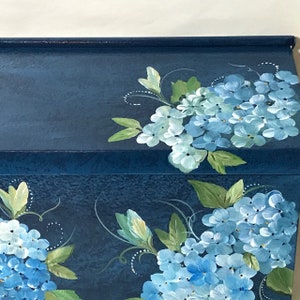 Painted Wall Mount Mailbox, Blue Hydrangeas Hand Painted Floral Mailboxes, Decorative Mailbox, Outside Art, Painted Gifts image 4