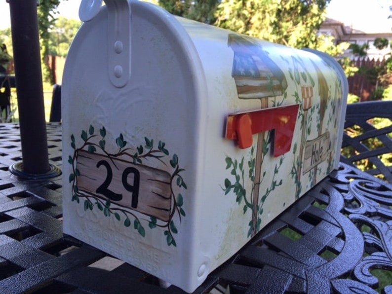 Custom Painted Rural Mailbox Folk Art Birdhouses Design Etsy