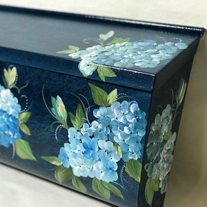 Painted Wall Mount Mailbox, Blue Hydrangeas Hand Painted Floral Mailboxes, Decorative Mailbox, Outside Art, Painted Gifts image 6