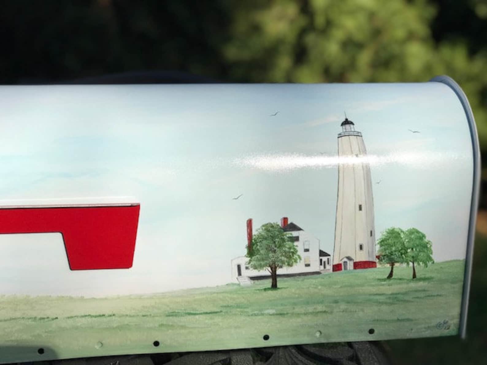 Painted Lighthouse Mailbox, Custom Coastal Art, Beach House Decor - Etsy