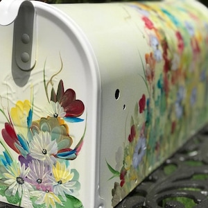 Painted Mailbox, Wildflowers Painted Mailbox, Hand Painted Unique Mailbox, Mailbox With Flowers, Original Mailboxes, Creative Mailboxes