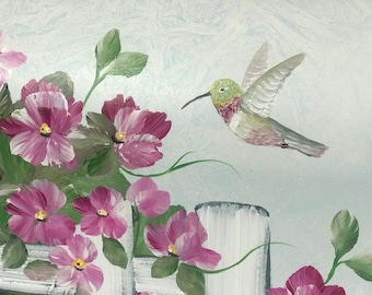 Painted Hummingbird Floral Mailbox Decorative Bird Mailbox Pink Floral Post Mailbox Gift For Mom