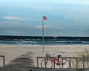 Painted mailboxes, Beach mailbox, Personalized mailboxes, Beach chairs on mailbox, Beach bike,  Beach house decor