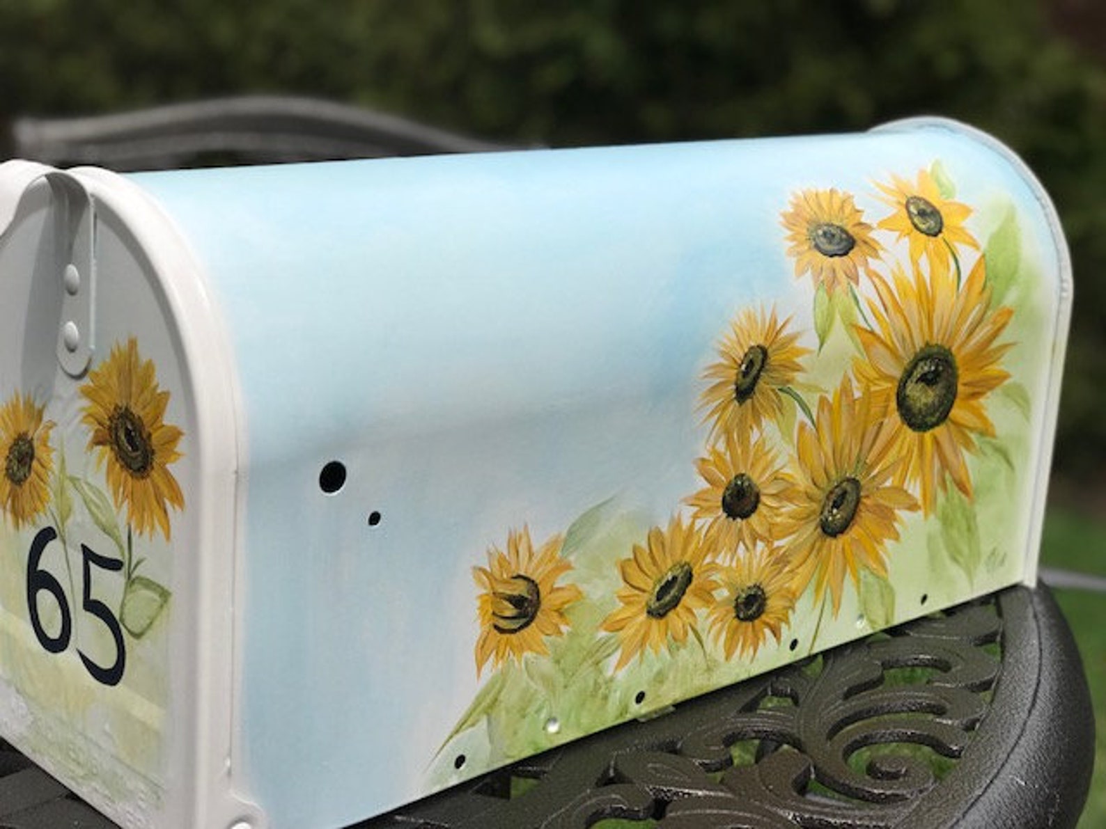 Painted Sunflowers on Mailbox Custom Painted Mailboxes Etsy