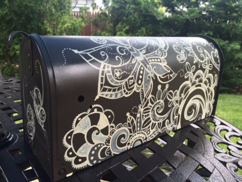 Hand Painted Custom Mailbox Whimsical Design Butterflies Etsy