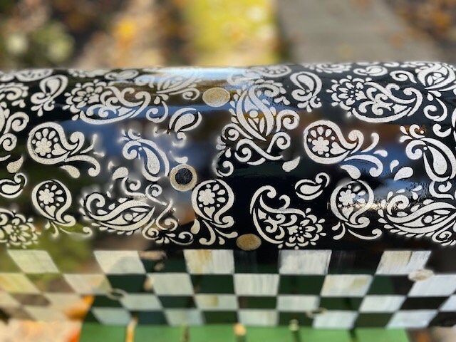 Hand Painted Paisley Checkered Mailbox, Black & Gold Accents - Etsy