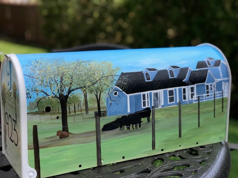 Custom Painted Mailboxes Farmhouse Mailbox Cow Farm on Etsy