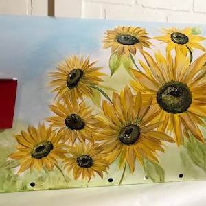 Painted Sunflowers On Mailbox, Custom Painted Mailboxes, Artistic Sunflowers, Mailbox With Flowers, Original Mailbox Art , Painted Gifts