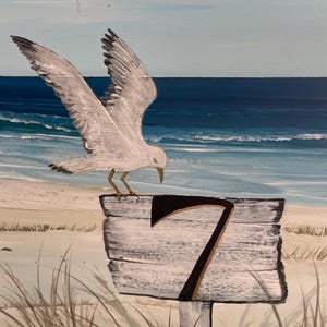 Uniquely Personalized Beach Lovers Mailbox, Hand Painted Coastal Seagulls Themed Address Displaying Beach Sign Customized With House Number